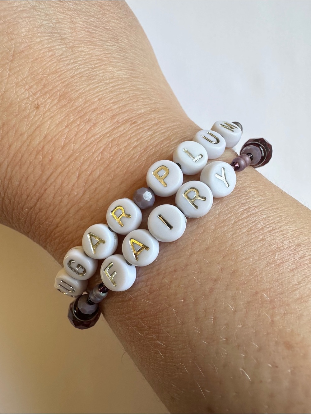 Sugar Plum Fairy Bracelet Set of 2 Beaded Stretch Bracelets Jewelry - Picture 4 of 6
